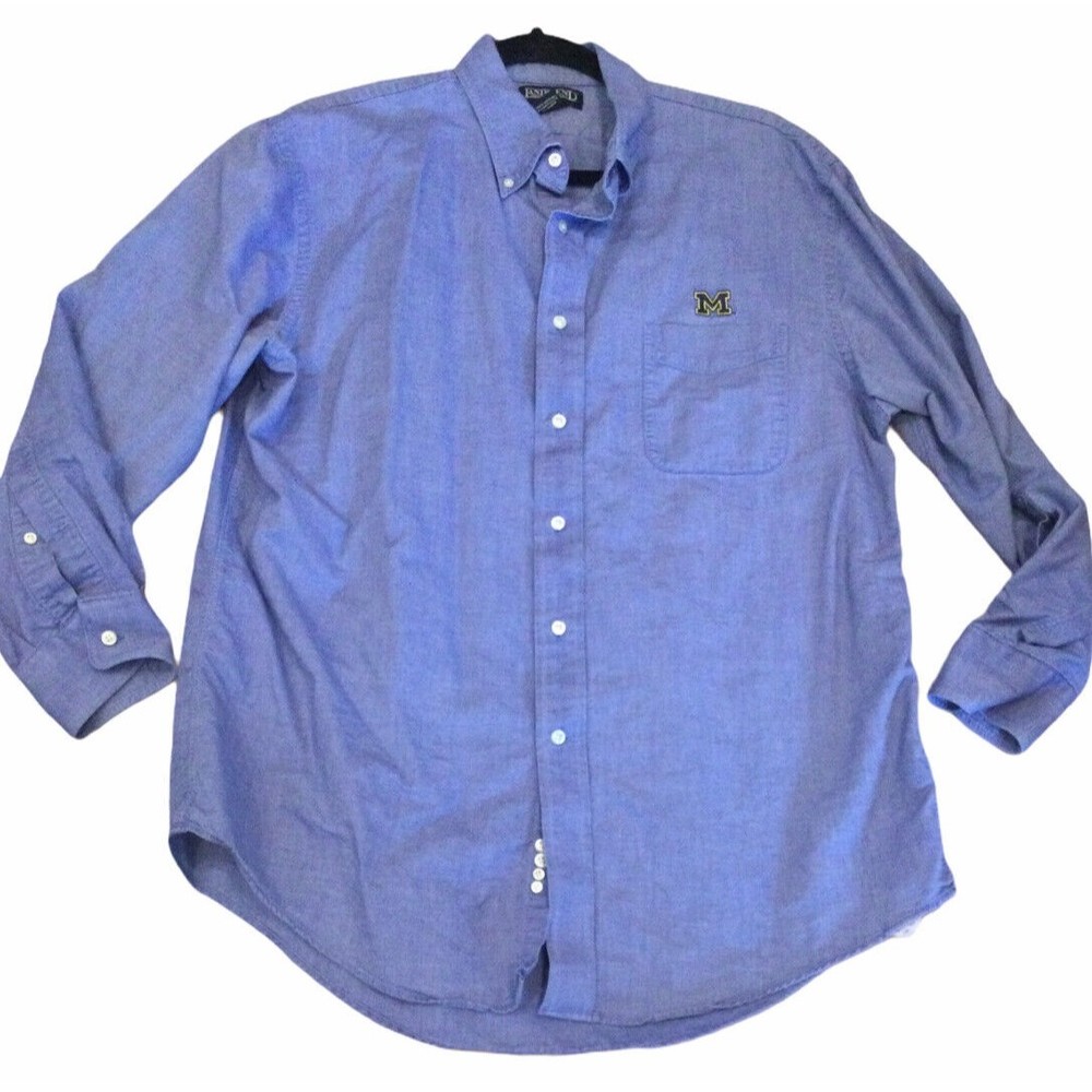 University of Michigan Lands' End Men's Blue Oxford Shirt 16